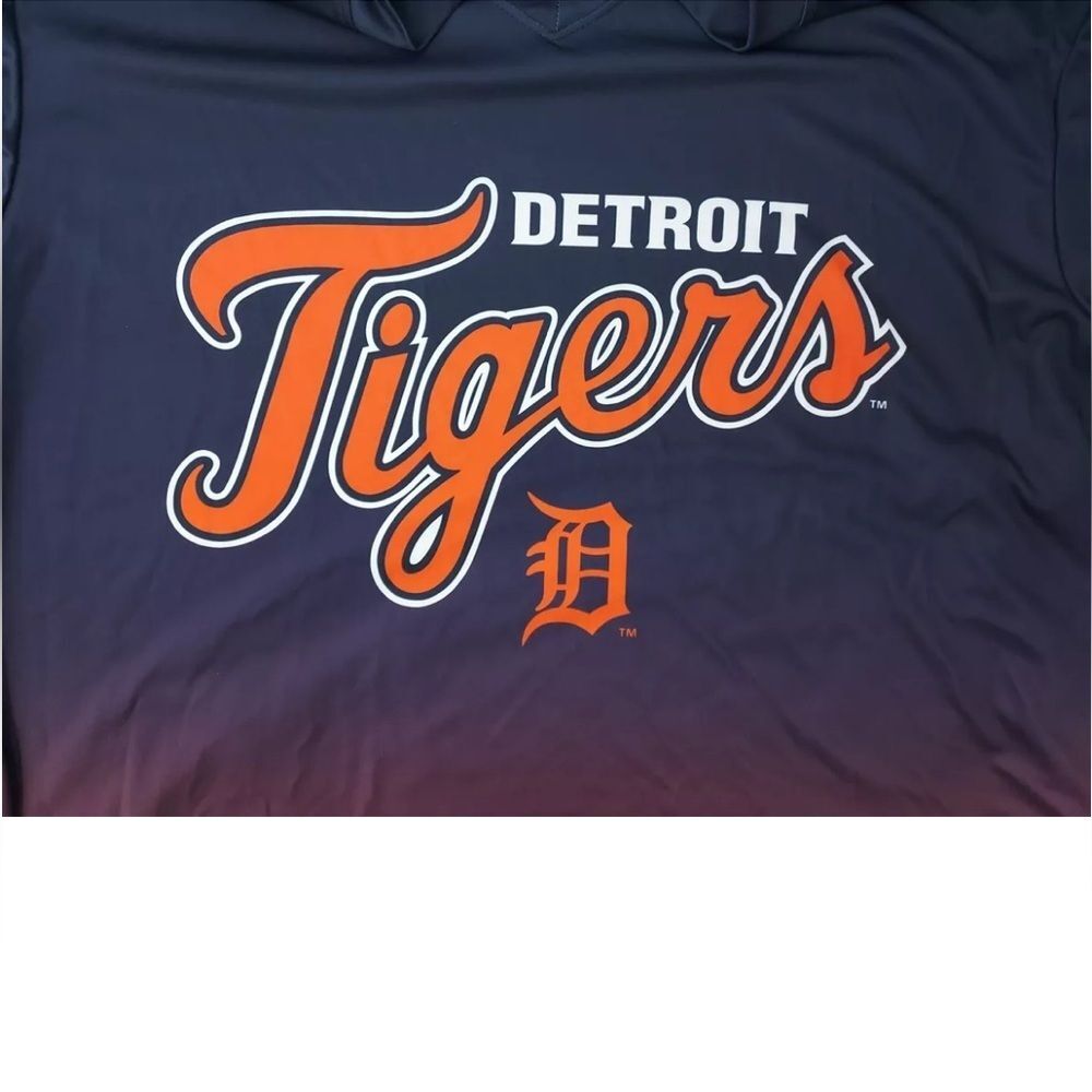 True Fan MLB Detroit Tigers Mens Ombre Polyester V-Neck T-Shirt L NWT - Picture 5 of 6